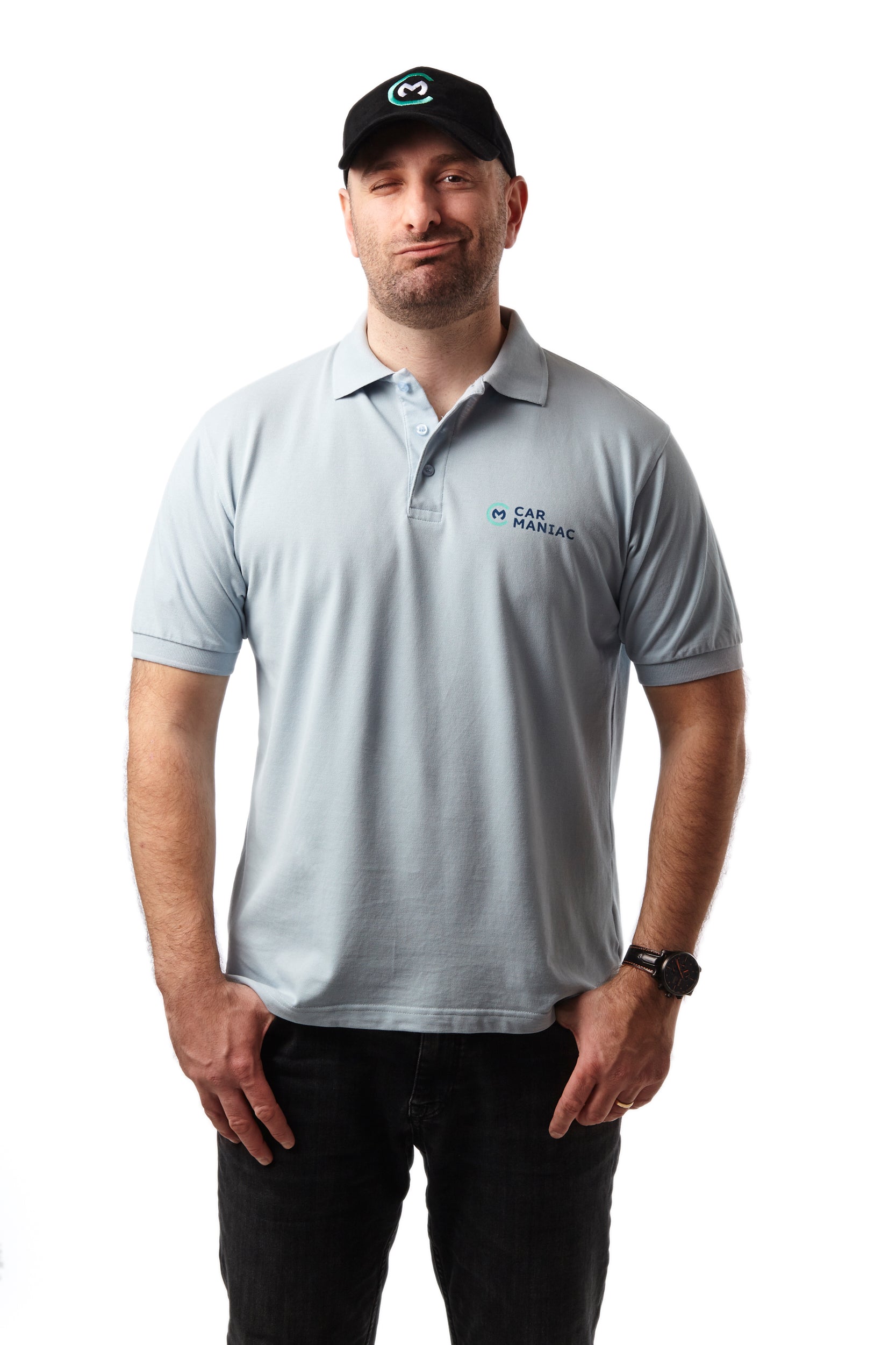 Poloshirt "Car Maniac" (Hellblau)