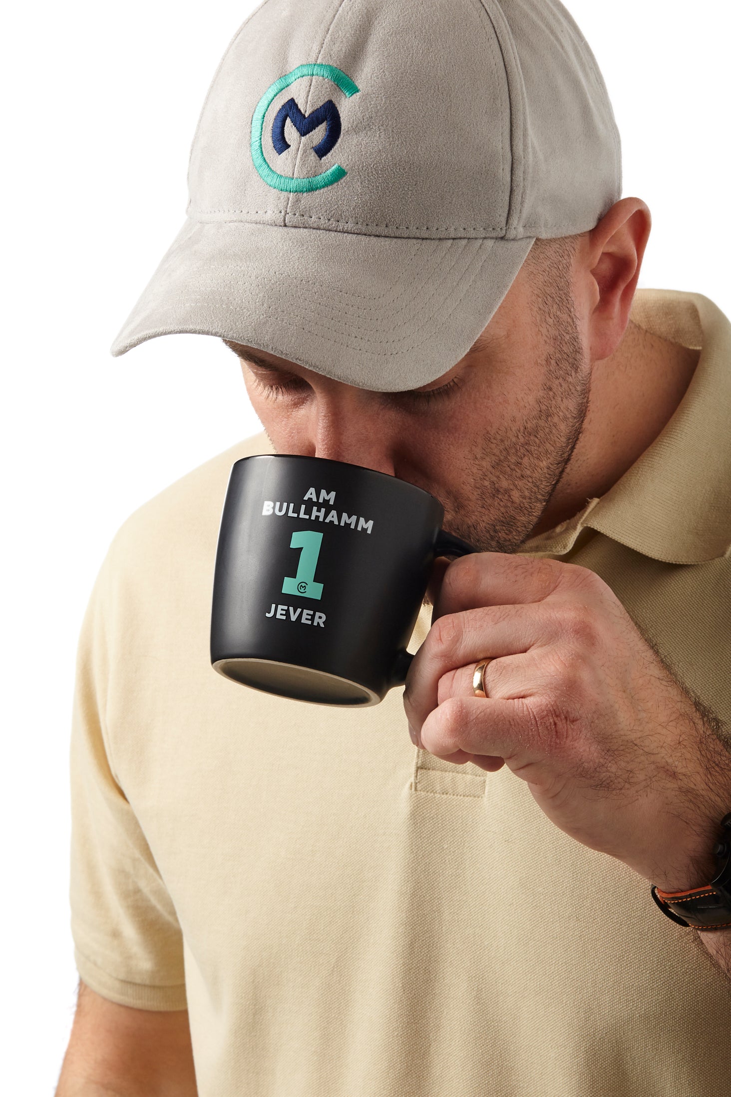 "Am Bullhamm 1 Jever" Tasse (Schwarz)