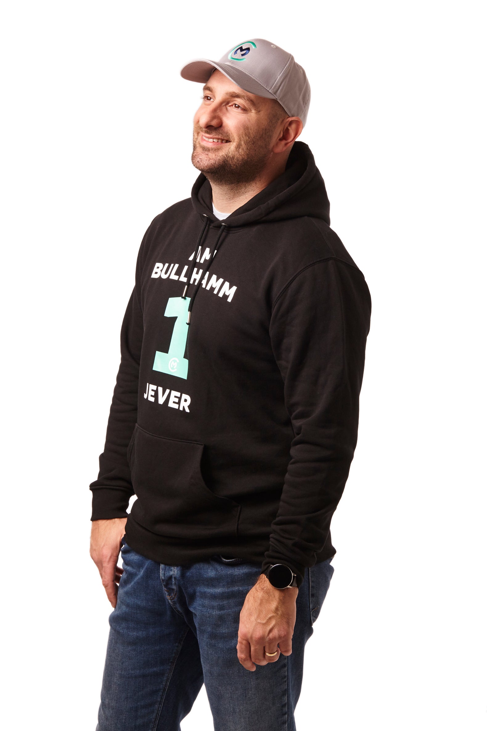 Hoodie "Am Bullhamm 1 Jever" (Schwarz)
