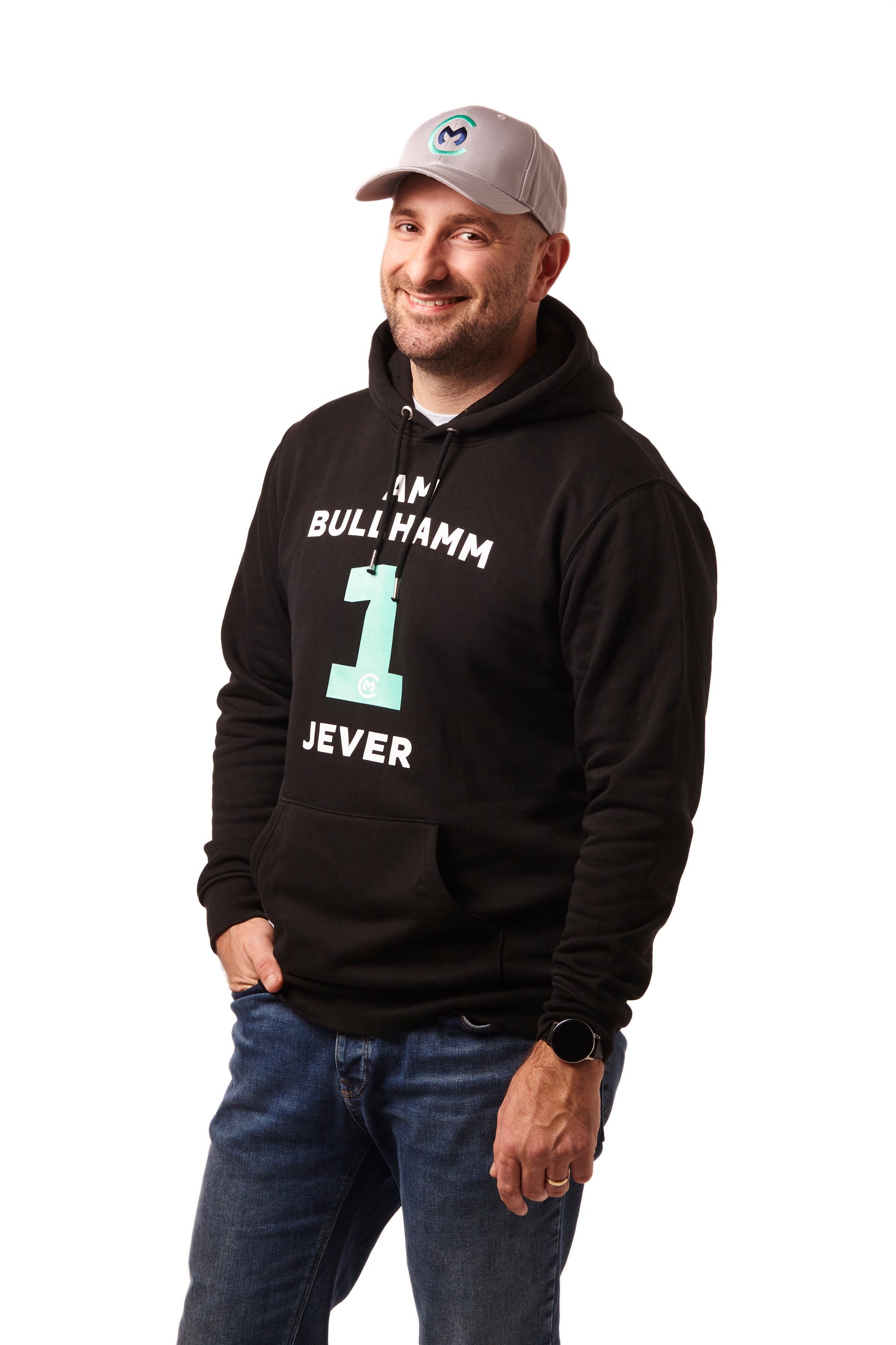 Hoodie "Am Bullhamm 1 Jever" (Schwarz)